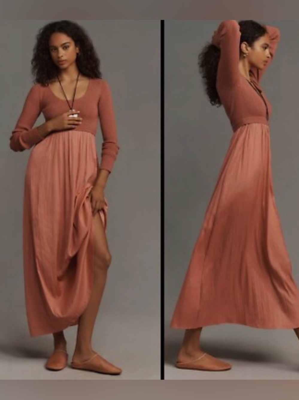 Anthropologie Thea Twofer Sweater Dress Scoop-Neck Edition Pink  S NWT